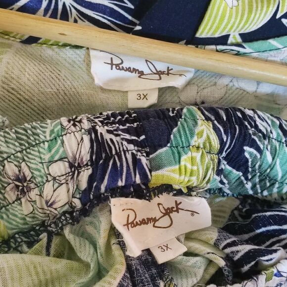 Panama Jack Linen Top Matching Pant Set Tropical Palm Size 3X Resortwear Coastal - Picture 8 of 16